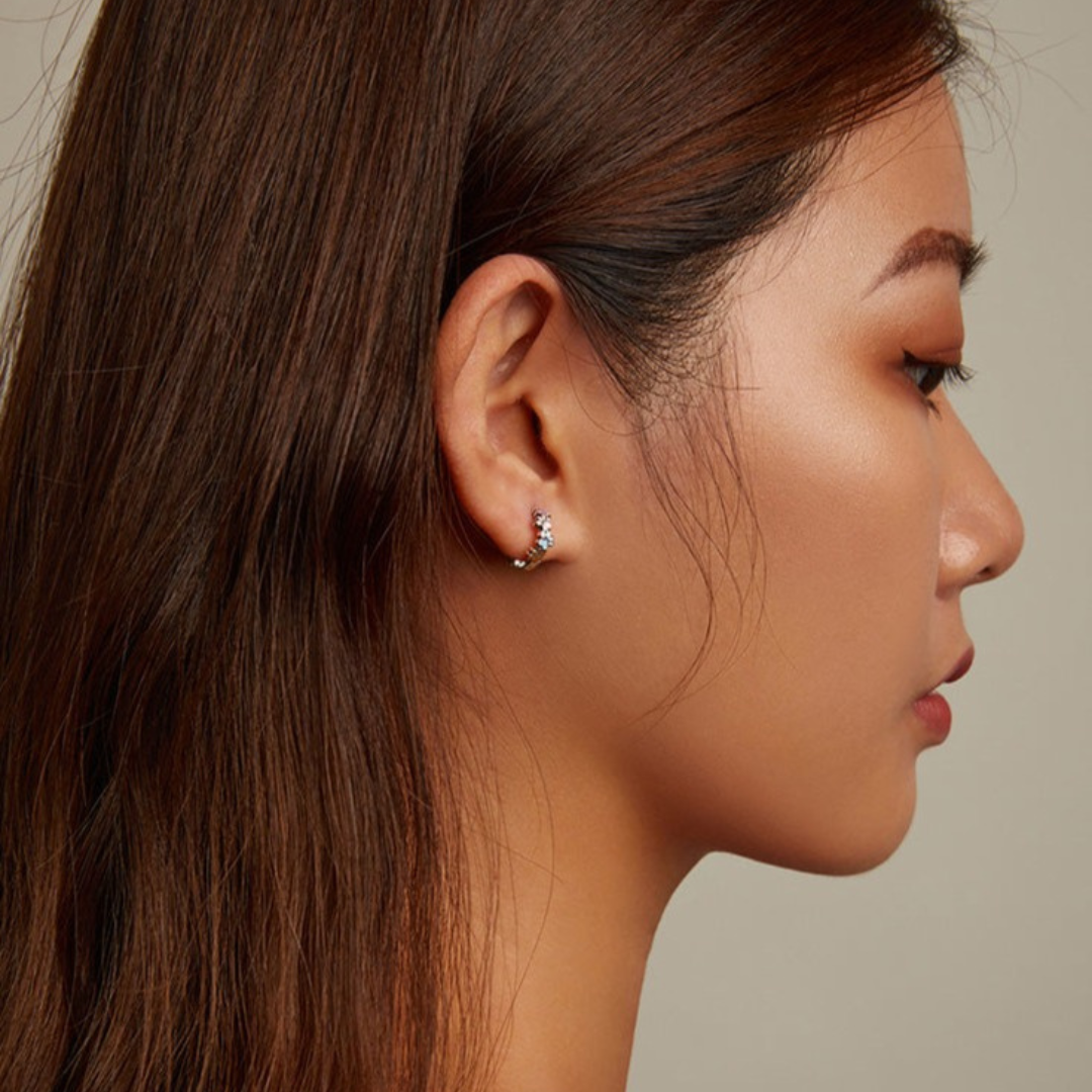 Colorful Paw Hoops Sterling Silver