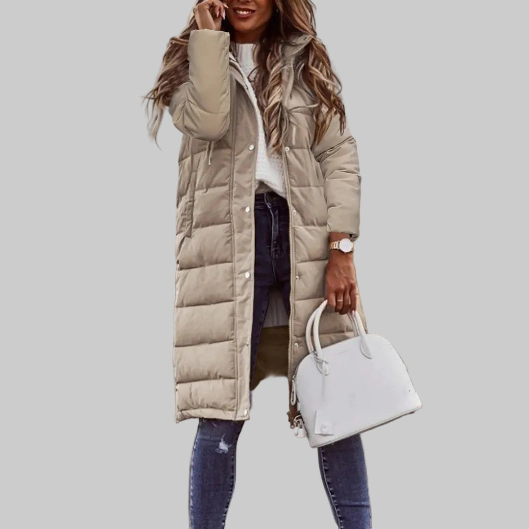 Women’s Quilted Long Hooded Jacket
