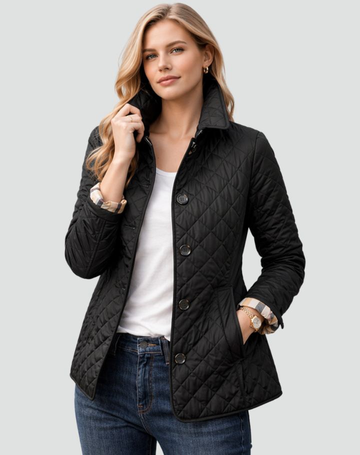 Quilted Jacket with Button Placket and Diamond Quilting