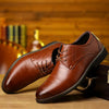 Men's Closed-Lacing Shoes, Oxford Business Shoes with Brogue Perforation Detail