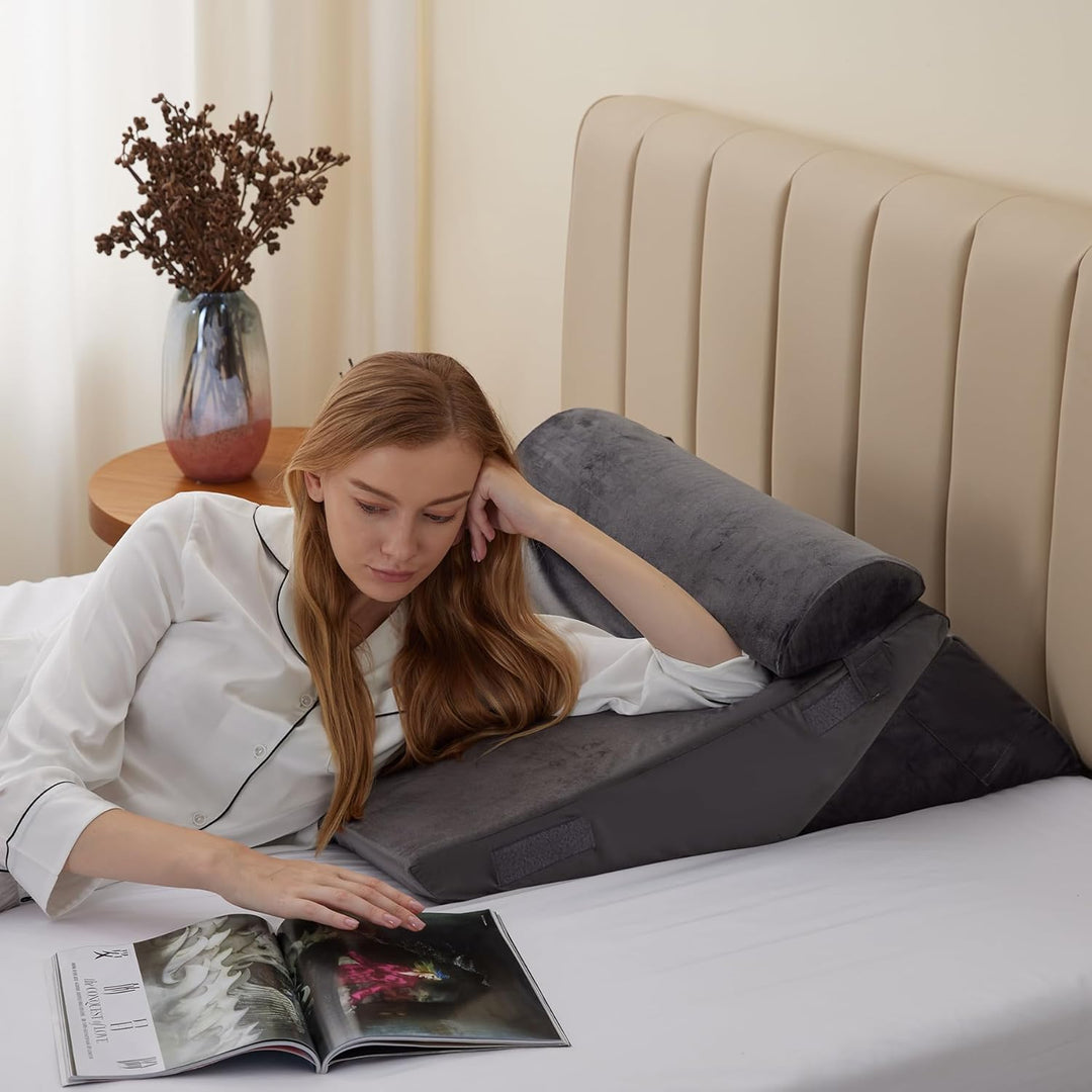 RelaxPlus Adjustable Orthopedic Wedge Pillow - Premium 7-in-1 Memory Foam Support System