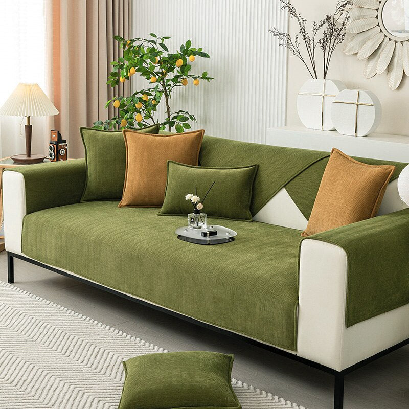 Non-Slip Chenille Sofa Cover – Stays in Place, 3 Sizes, Various Colors