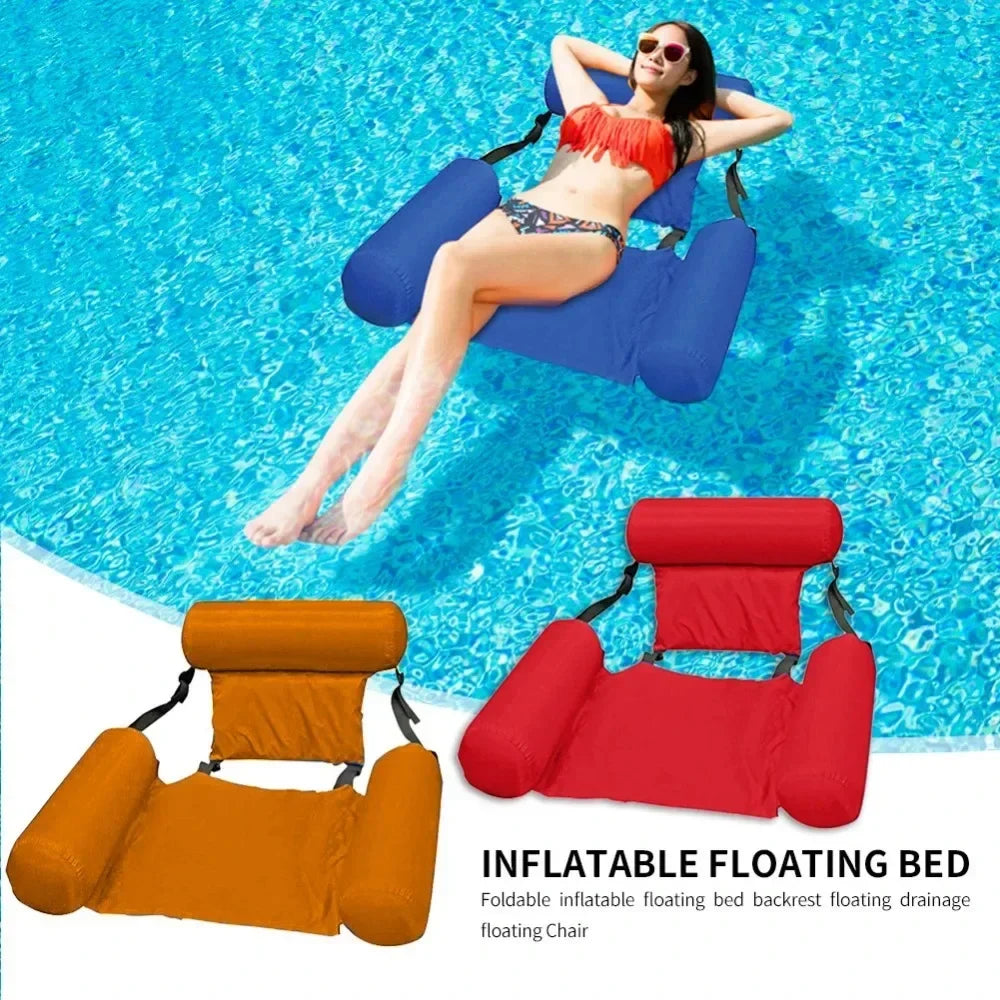Luxury Inflatable Water Chair with Backrest - Floating Chair for Pool and Lake