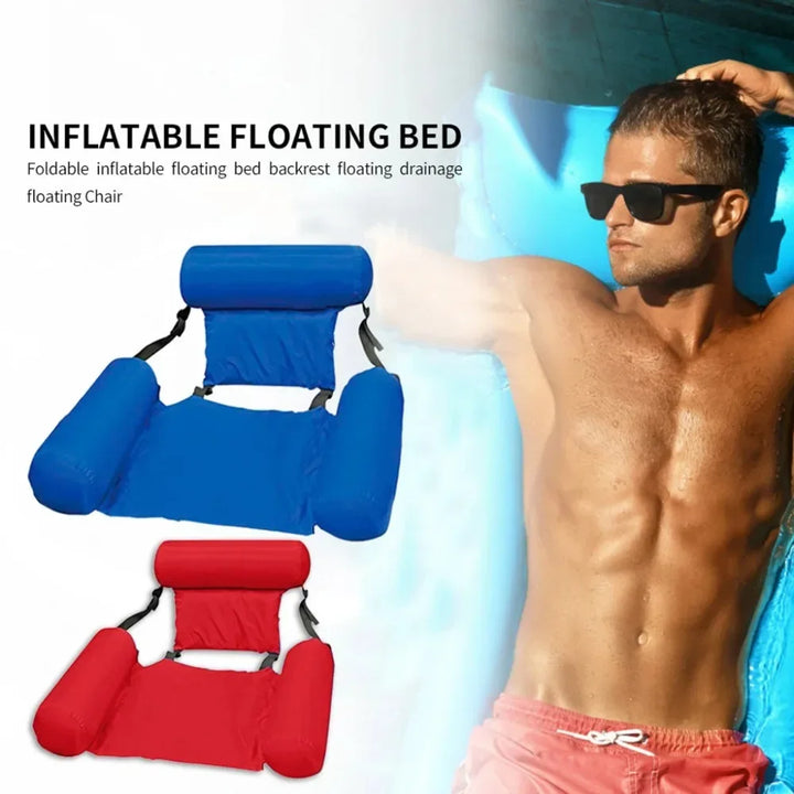 Luxury Inflatable Water Chair with Backrest - Floating Chair for Pool and Lake