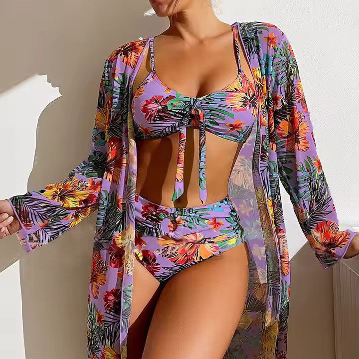 High-Waisted Bikini Set with Cover-up – Amira