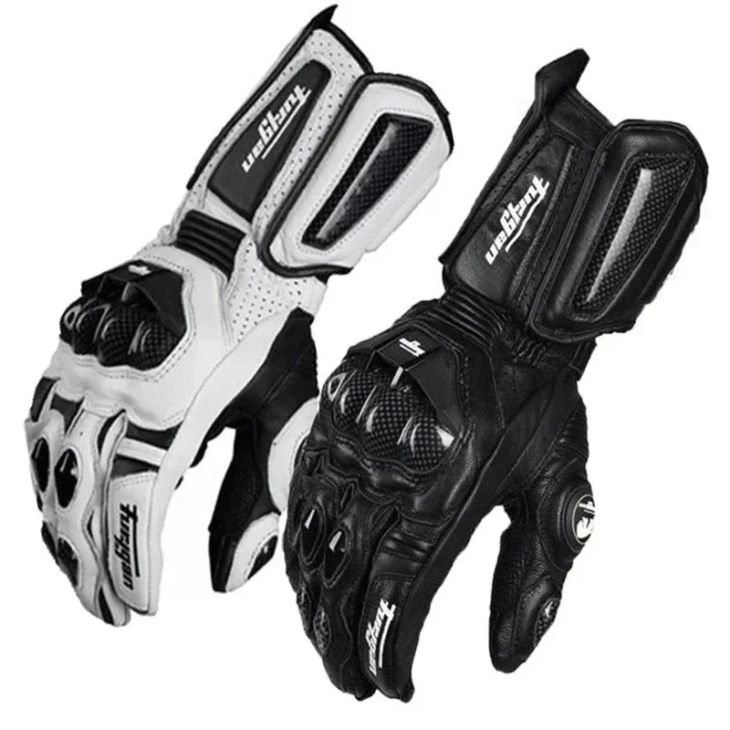 RidePro Carbon Motorcycle Gloves | Waterproof and Windproof | Touchscreen Compatible | Genuine Leather Protection | For Summer and Winter