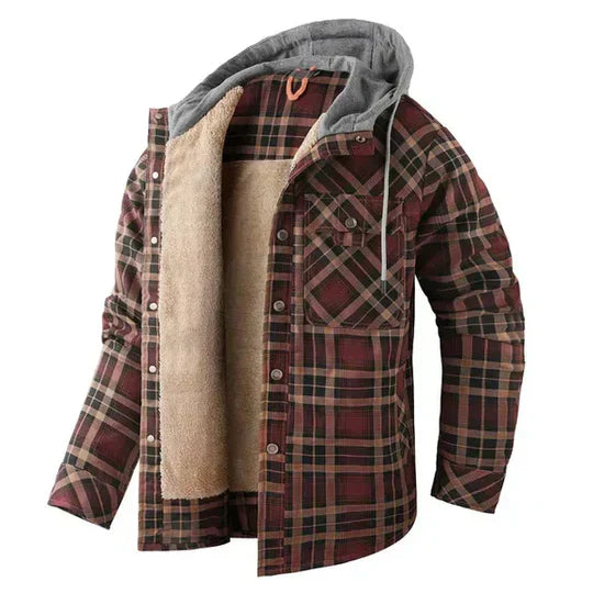 Men’s Plaid Hooded Shirt Jacket