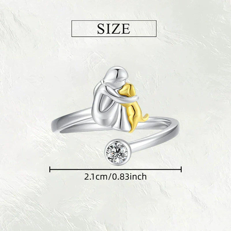 Soft rose gold ring with cute dog motif