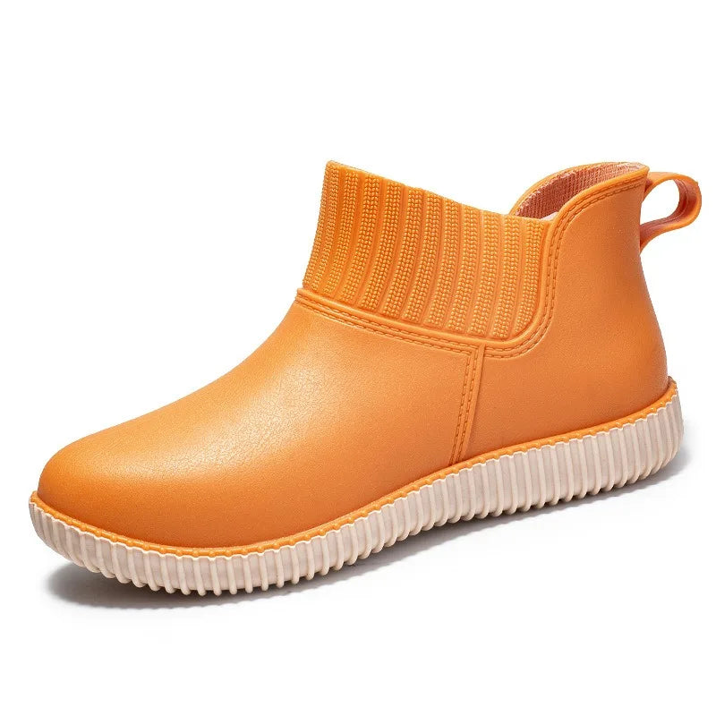 Ladies' waterproof rain ankle boots with knitted shaft & non-slip sole – Liora