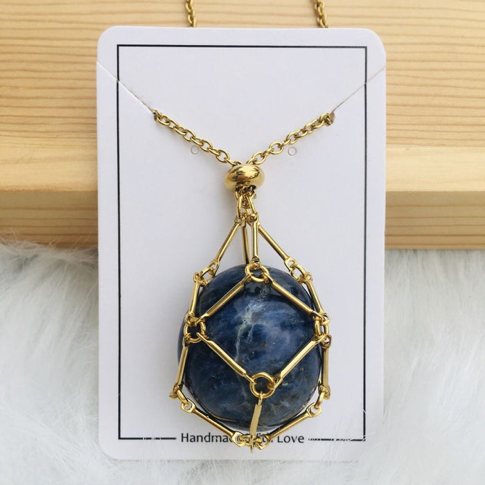 Necklace with interchangeable crystal stone for radiant style and harmony.