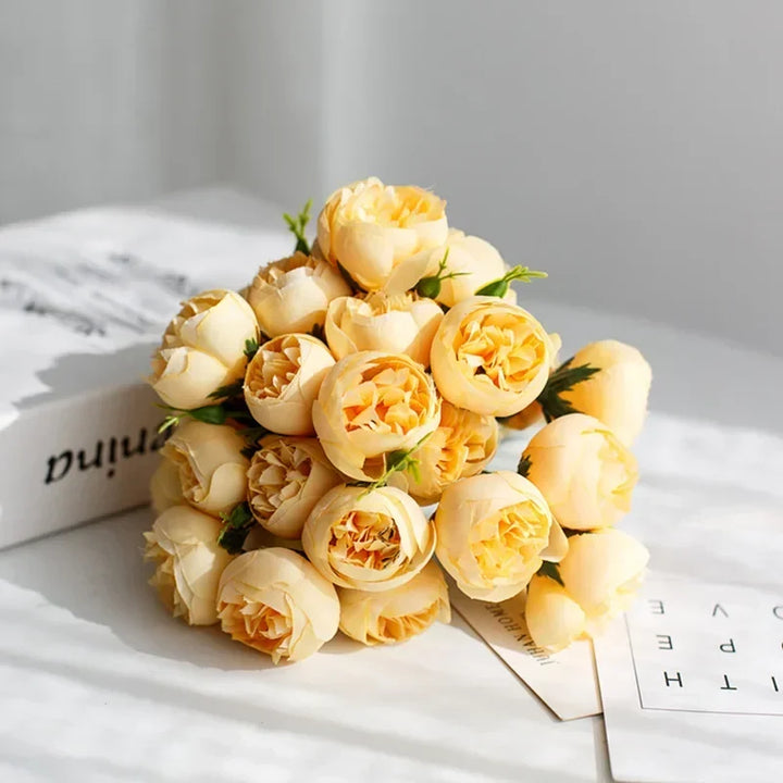Lyra Romantic Silk Peony Bouquet with 27 Realistic Flowers