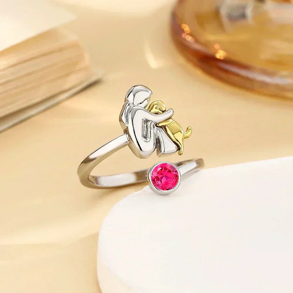 Soft rose gold ring with cute dog motif