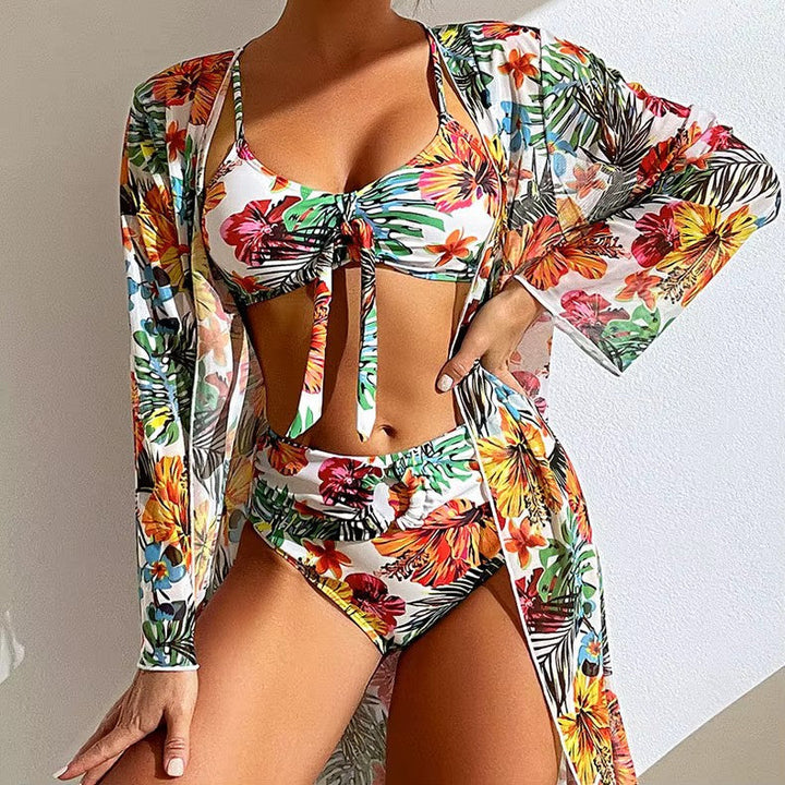 High-Waisted Bikini Set with Cover-up – Amira
