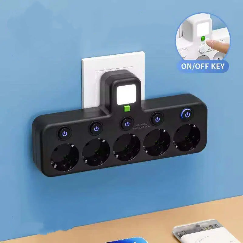 Power Strip with USB and Switches | Multi-Socket Surge Protector 2500 W