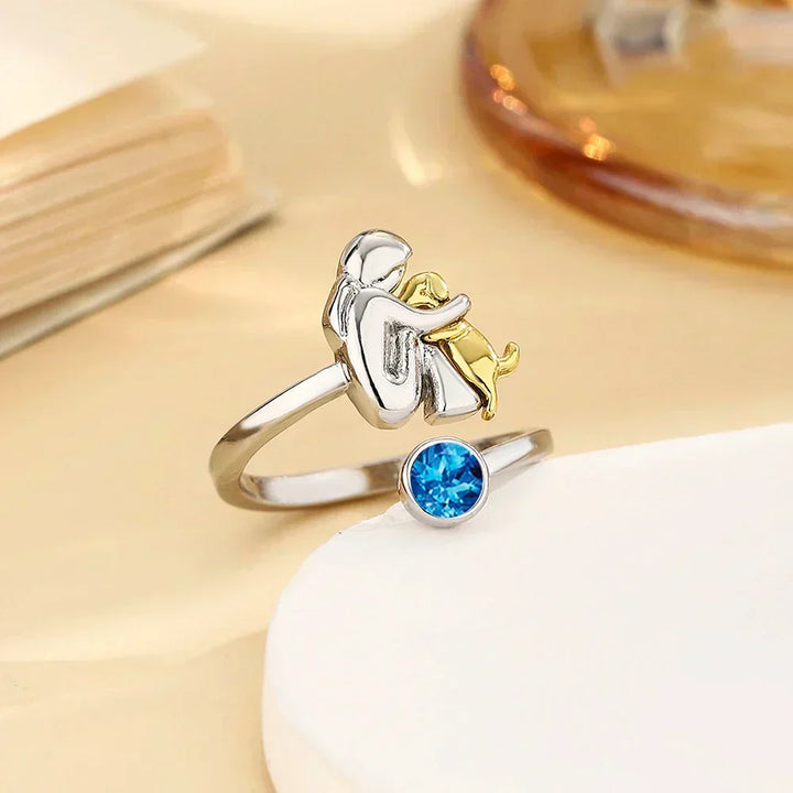Soft rose gold ring with cute dog motif