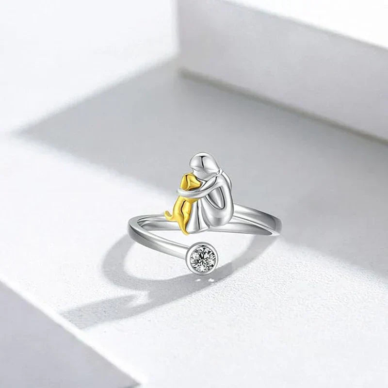 Soft rose gold ring with cute dog motif