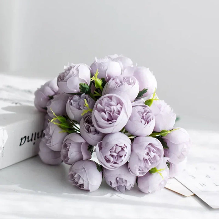 Lyra Romantic Silk Peony Bouquet with 27 Realistic Flowers