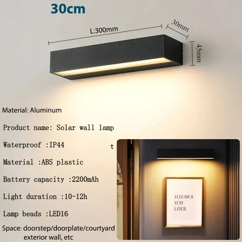 Solavella Solar Wall Lamp | 16 LEDs | Super Bright and Waterproof | For Garden, Balcony and House Wall | Warm and Cool White