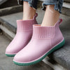 Ladies' waterproof rain ankle boots with knitted shaft & non-slip sole – Liora
