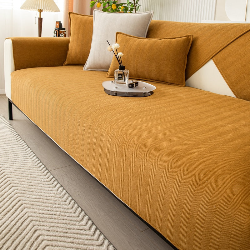 Non-Slip Chenille Sofa Cover – Stays in Place, 3 Sizes, Various Colors