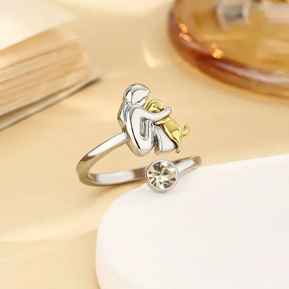 Soft rose gold ring with cute dog motif