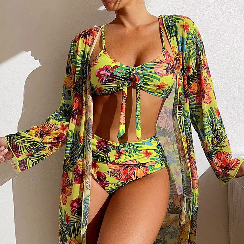 High-Waisted Bikini Set with Cover-up – Amira