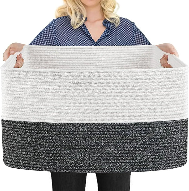 Extra Large Woven Cotton Rope Toy & Blanket Storage Basket – Marlow