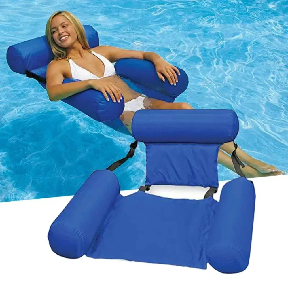 Luxury Inflatable Water Chair with Backrest - Floating Chair for Pool and Lake