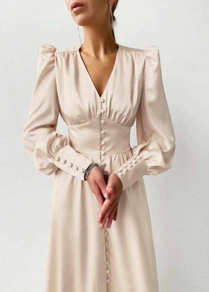 Elegant Satin V-Neck Maxi Dress for Women Timeless Elegance with a Modern Touch