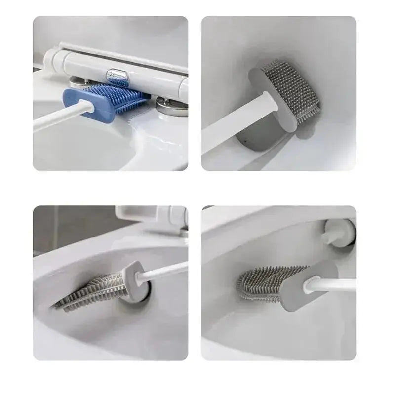 HygieBrush DuoClean Toilet Brush | 2-in-1 Silicone Toilet Brush Set with Wall Mount | Antibacterial and Space-Saving