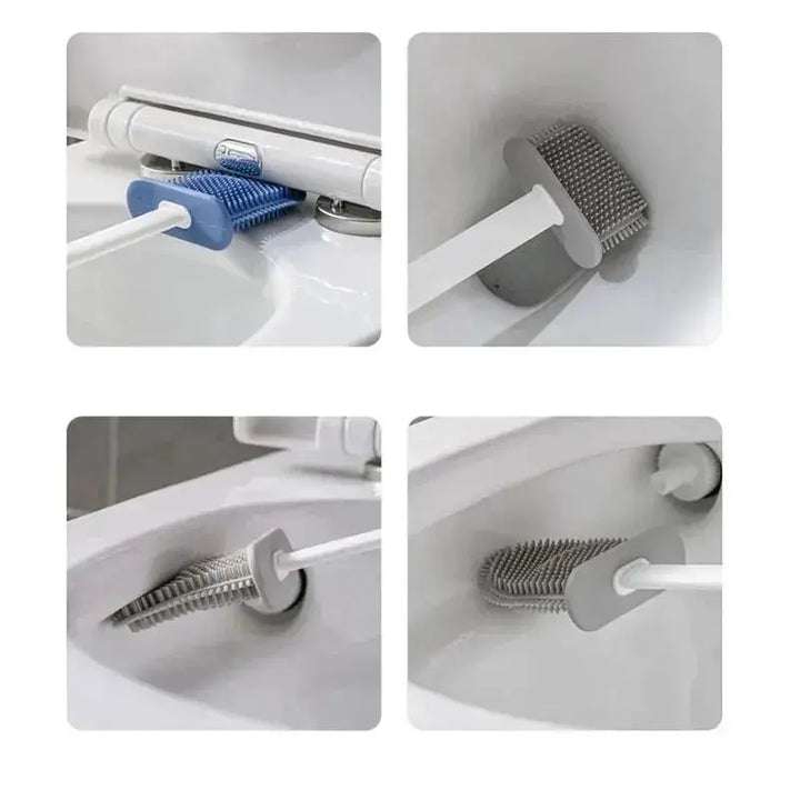 HygieBrush DuoClean Toilet Brush | 2-in-1 Silicone Toilet Brush Set with Wall Mount | Antibacterial and Space-Saving