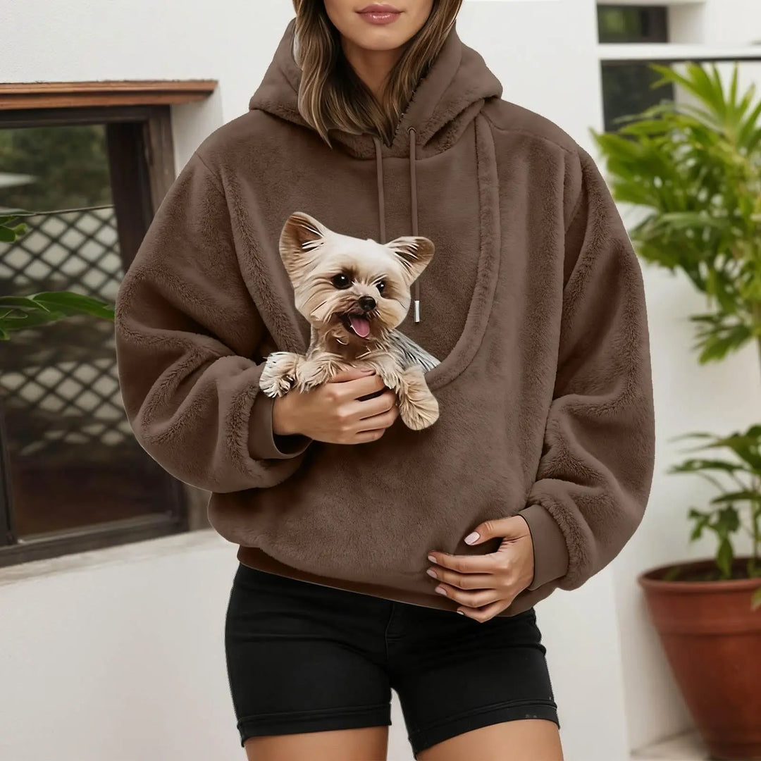 Kangaroo hoodie with built-in pouch for cats and dogs