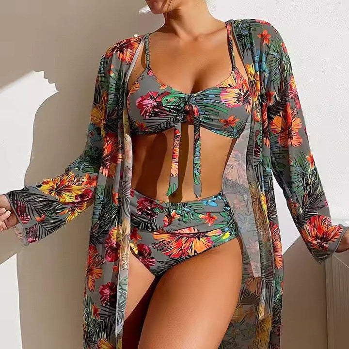 High-Waisted Bikini Set with Cover-up – Amira