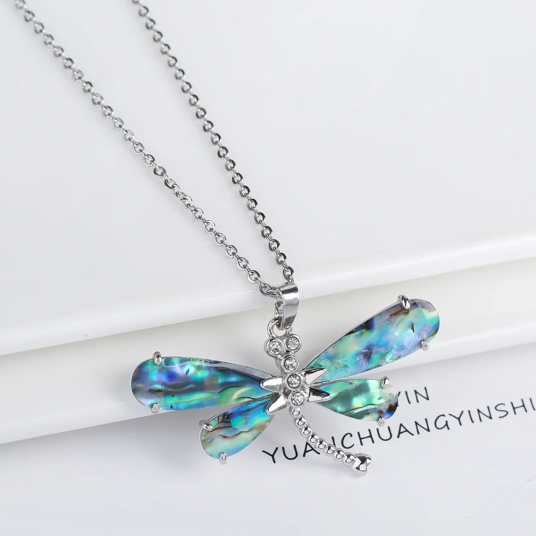 Natural Shell Butterfly Pendant Necklace