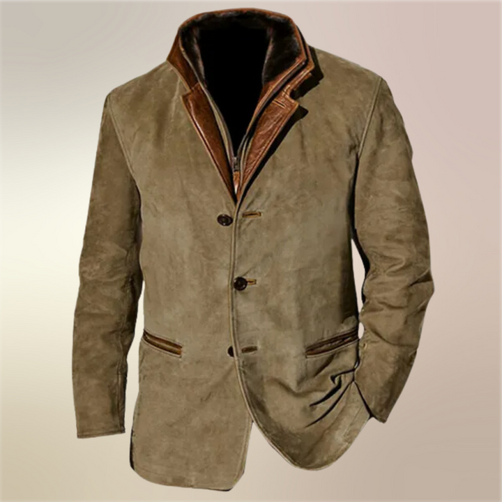Men's Lined Suede Jacket – Fitted Vintage Fall/Winter Coat