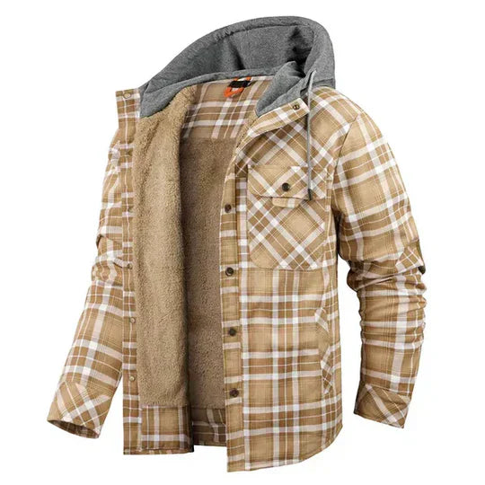 Men’s Plaid Hooded Shirt Jacket