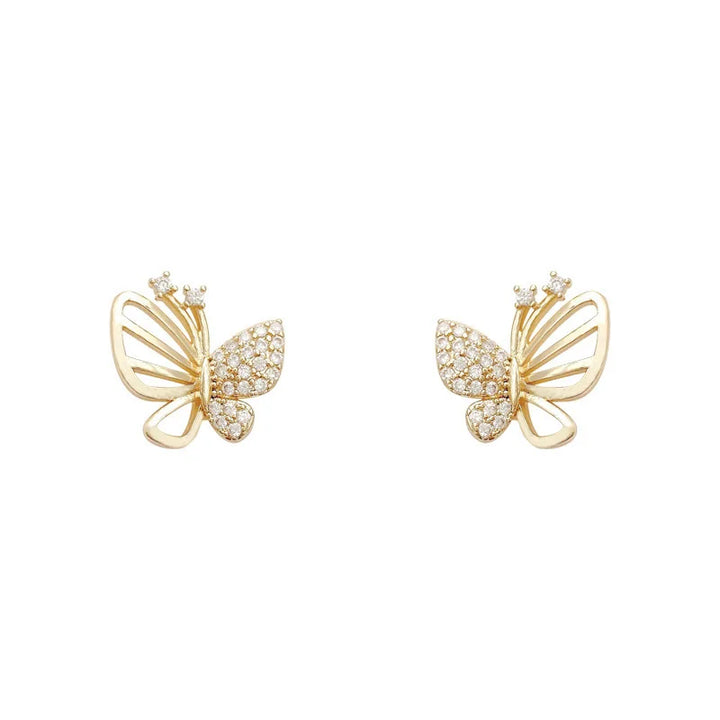 Elegant Cubic Zirconia Butterfly Stud Earrings