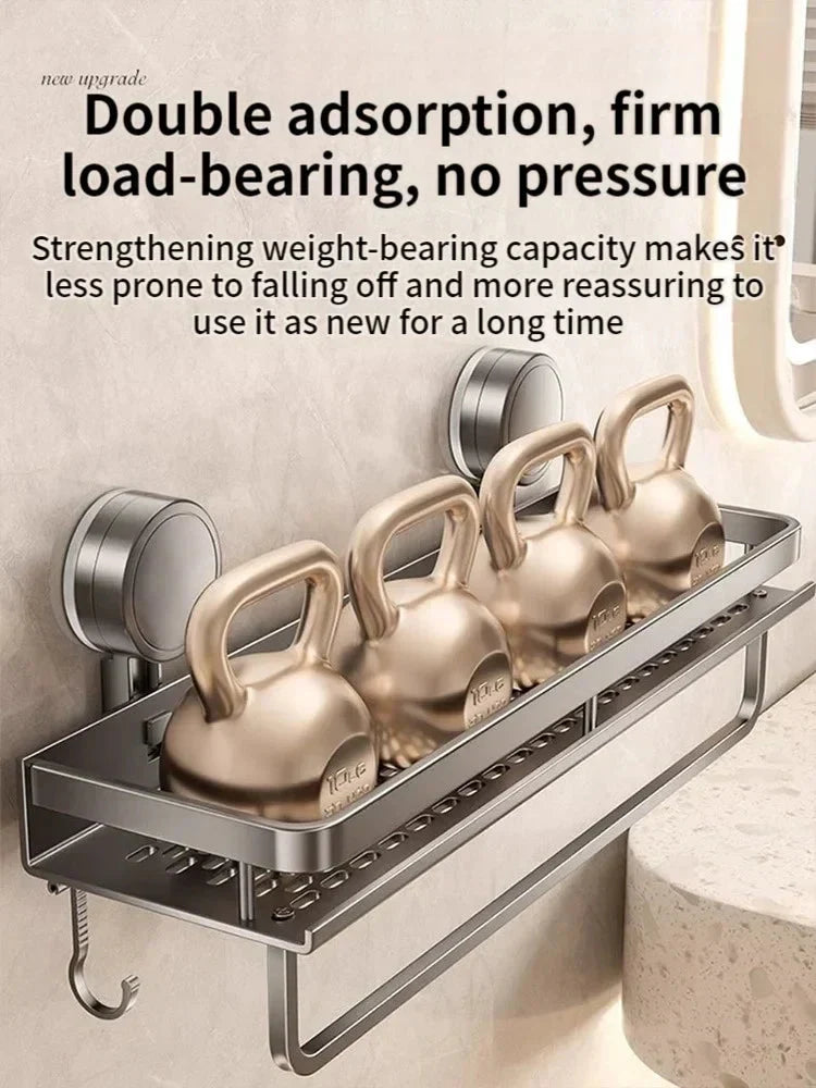 Suction Cup Bathroom Shelf | No-drill | Drainage Rack Organiser