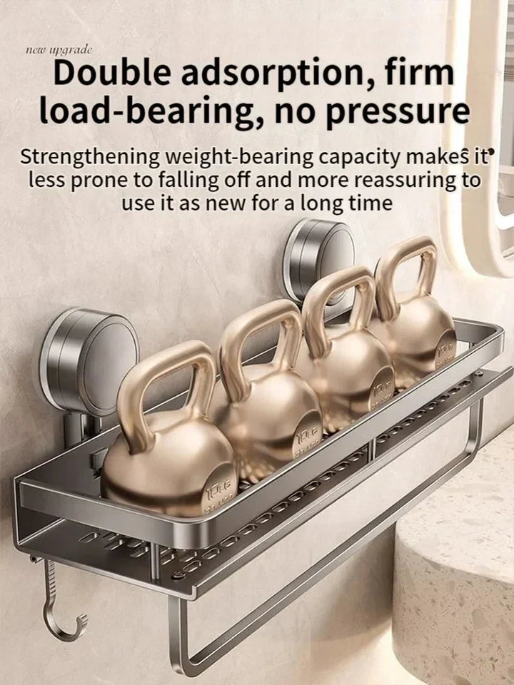 Suction Cup Bathroom Shelf | No-drill | Drainage Rack Organiser