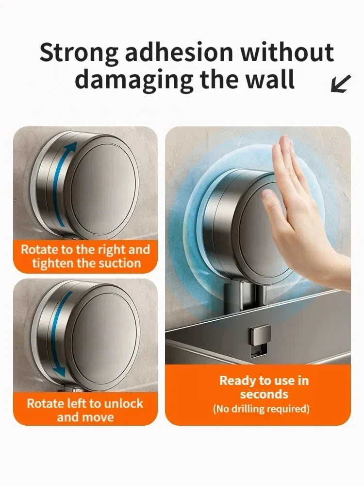 Suction Cup Bathroom Shelf | No-drill | Drainage Rack Organiser