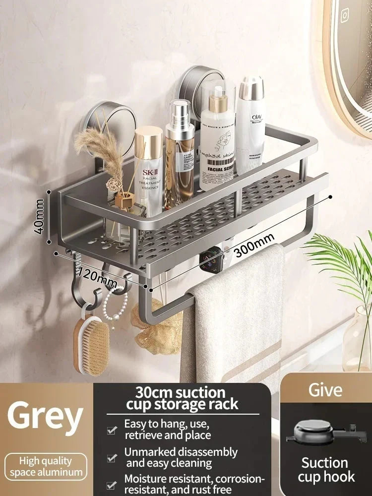 Suction Cup Bathroom Shelf | No-drill | Drainage Rack Organiser