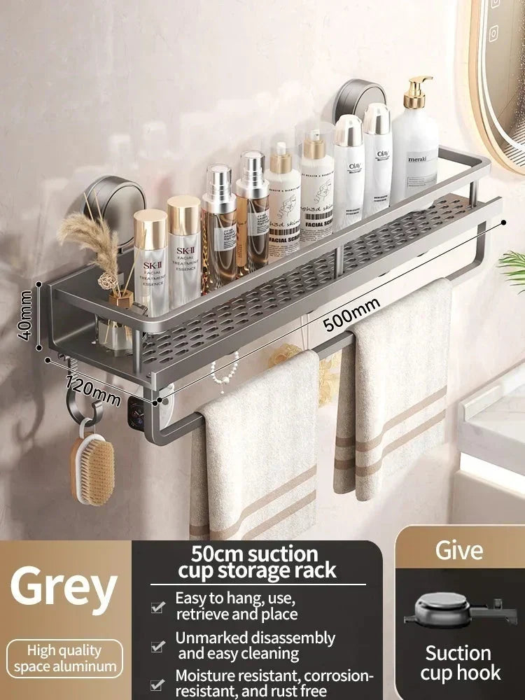 Suction Cup Bathroom Shelf | No-drill | Drainage Rack Organiser