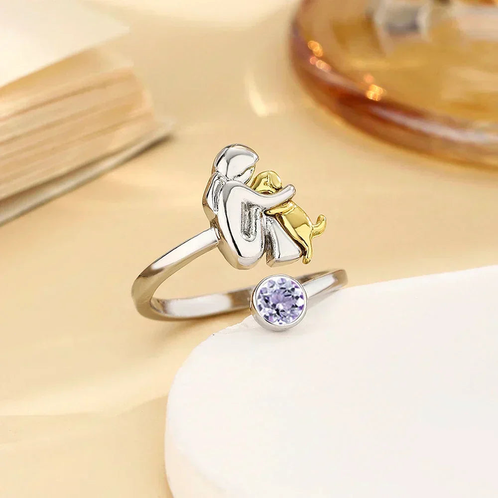 Soft rose gold ring with cute dog motif