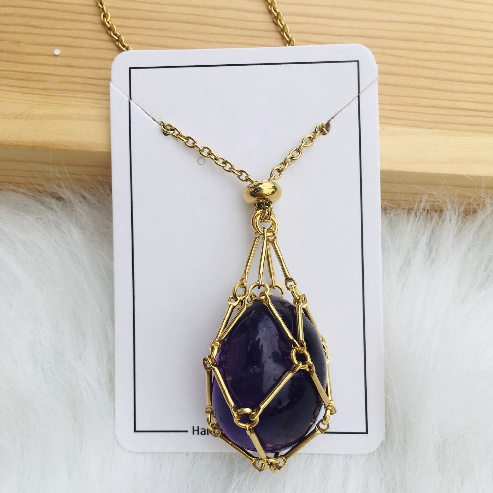 Necklace with interchangeable crystal stone for radiant style and harmony.