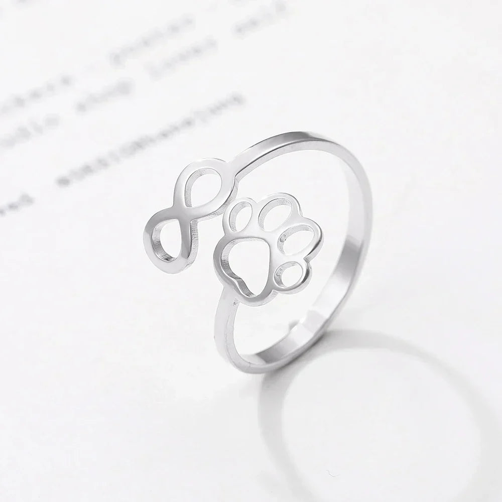 Adjustable Infinity Paw Ring – Stainless Steel