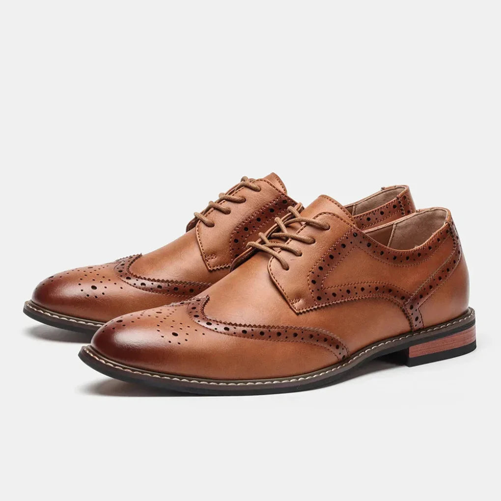 Leather Wingtip Brogue Oxford Lace Up Shoes