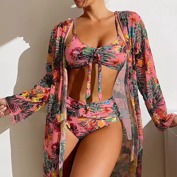 High-Waisted Bikini Set with Cover-up – Amira