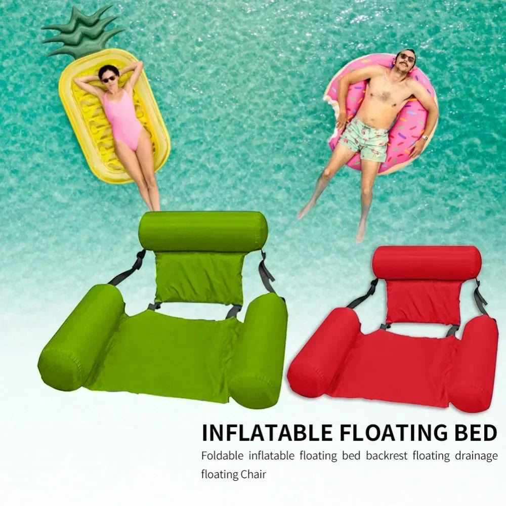 Luxury Inflatable Water Chair with Backrest - Floating Chair for Pool and Lake