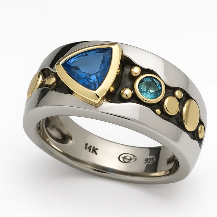 Vintage blue cubic zirconia boho ring