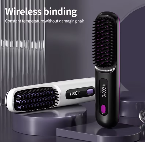 Cordless Heated Styling Brush for Short Hair, Fringe and Nape